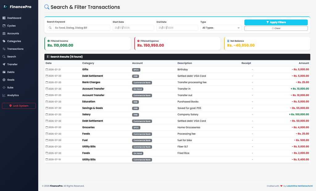 FinancePro Desktop Application Windows| Mac