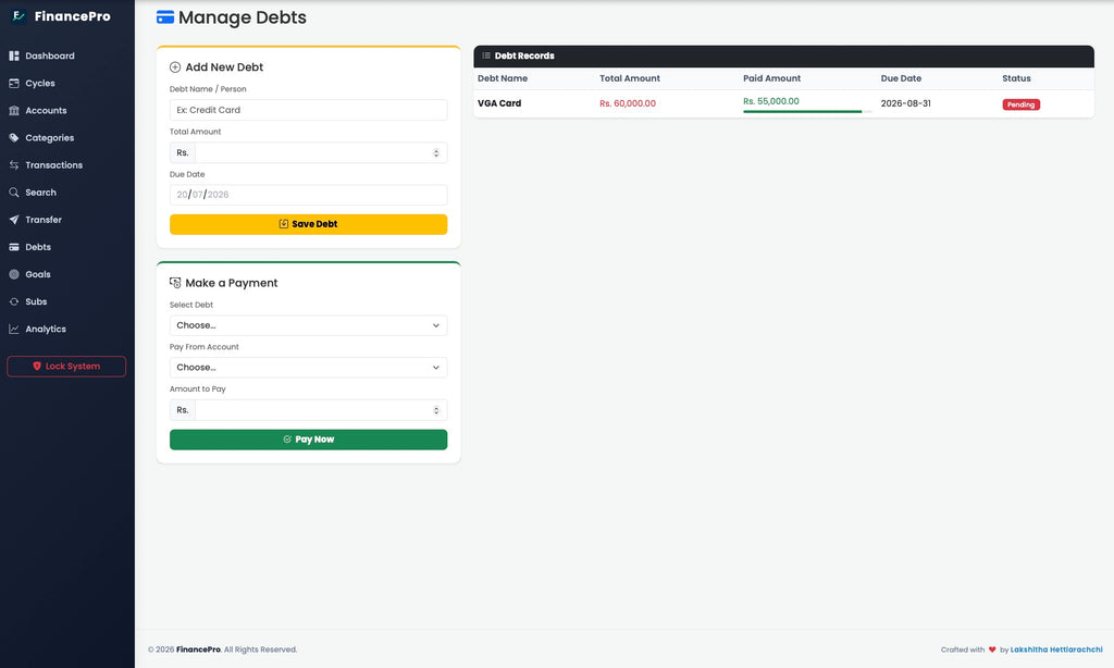 FinancePro Desktop Application Windows| Mac