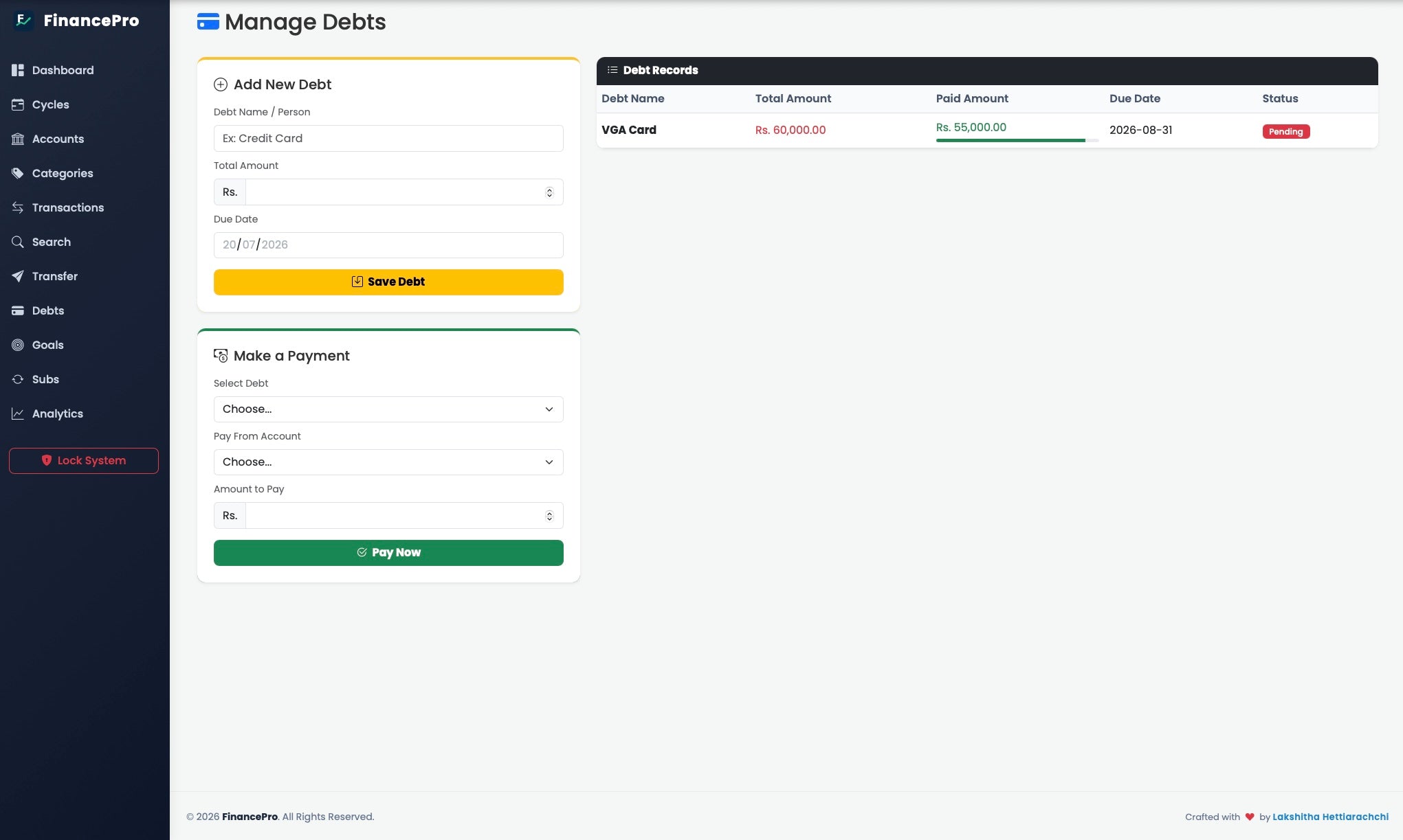 FinancePro Desktop Application Windows| Mac